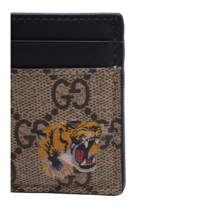 Brown Tiger Head Print GG Supreme Card Case
