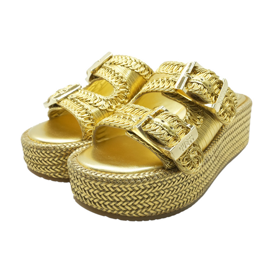 Gold Wedged Sandals