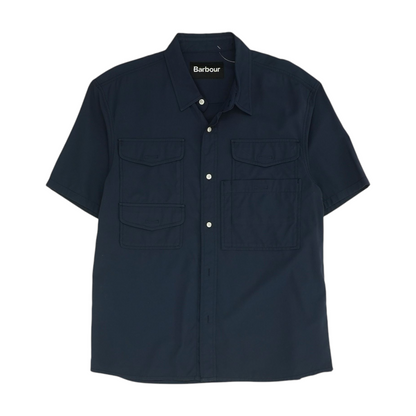 Navy Solid Short Sleeve Button Down