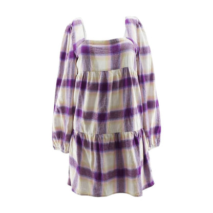Purple Plaid Midi Dress