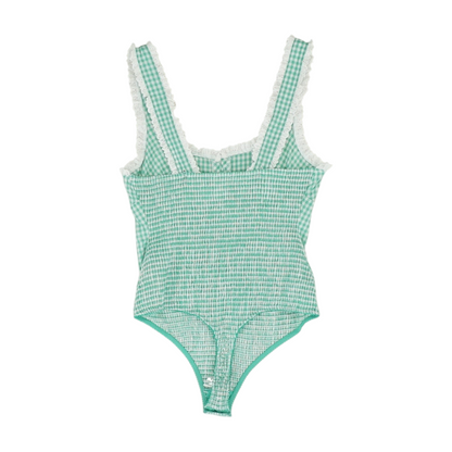Green Check Bodysuit Blouse