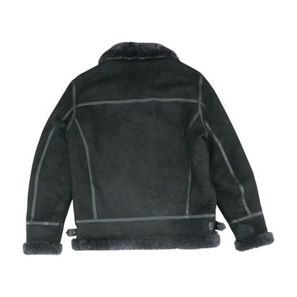 Black Solid Leather Jacket