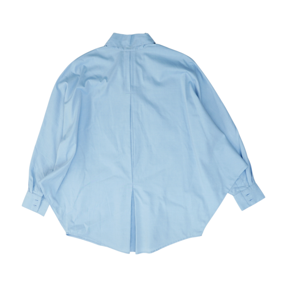 Blue Solid Long Sleeve Button Down