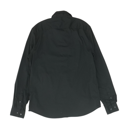 Black Solid Long Sleeve Button Down