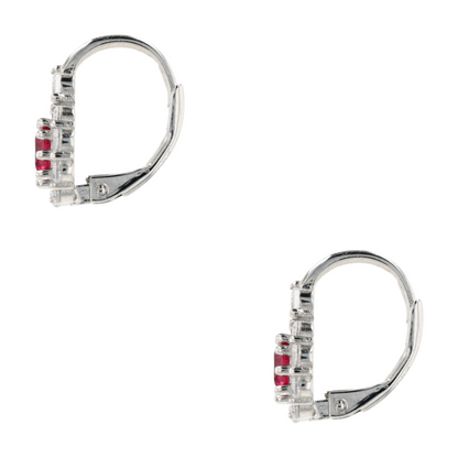 Sterling Silver Synthetic Ruby Dangle Earrings