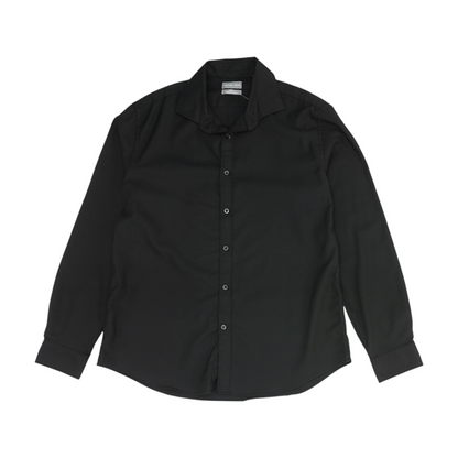 Black Solid Long Sleeve Button Down