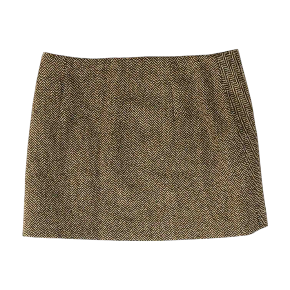 Brown Chevron Mini Skirt
