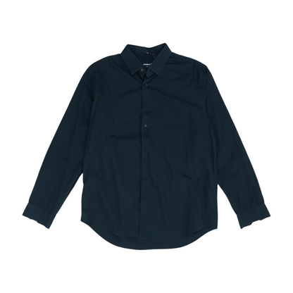 Black Solid Long Sleeve Button Down