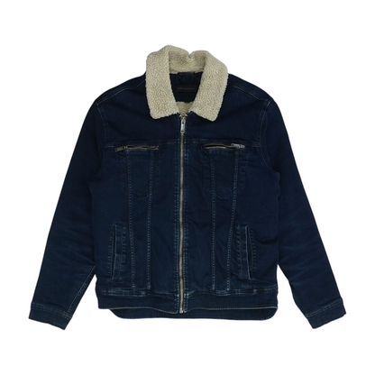 Blue Solid Denim Jacket