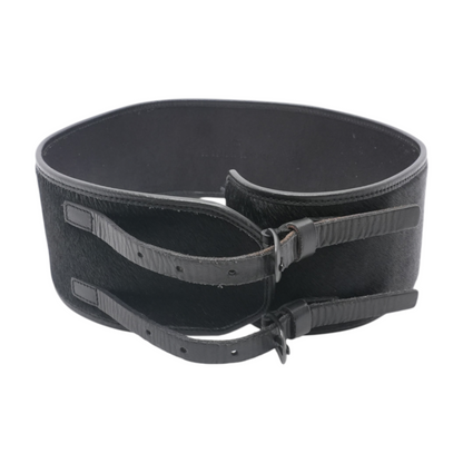 Black Polanski Leather and Pony Hair Belt