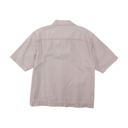 Pink Solid Short Sleeve Button Down