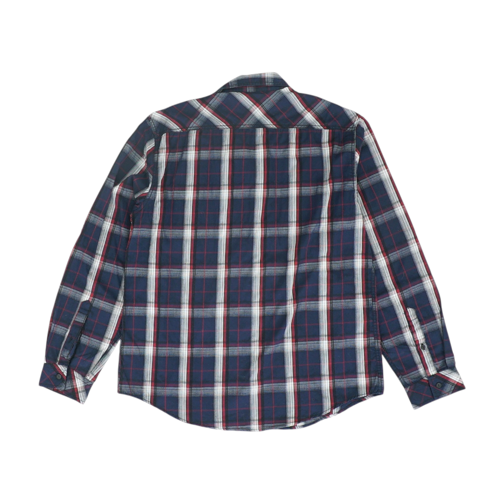 Navy Plaid Long Sleeve Button Down