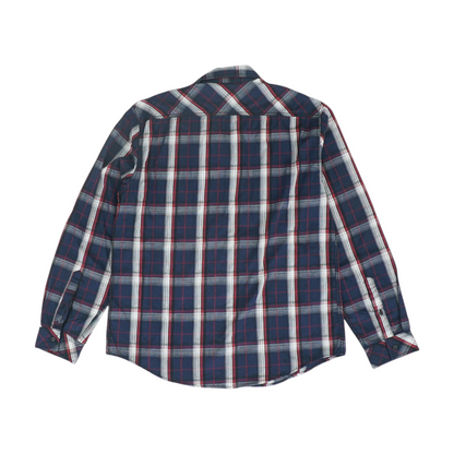 Navy Plaid Long Sleeve Button Down