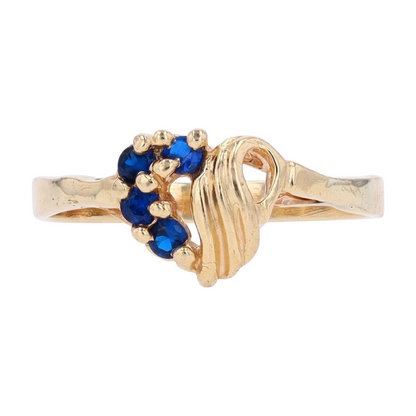 14K Yellow Gold Blue Stone Fashion Ring