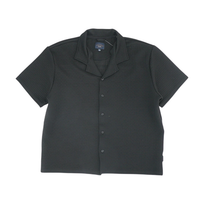 Black Solid Short Sleeve Button Down