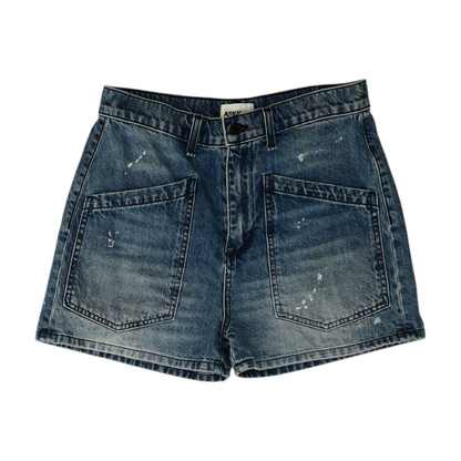 Blue Solid Denim Shorts