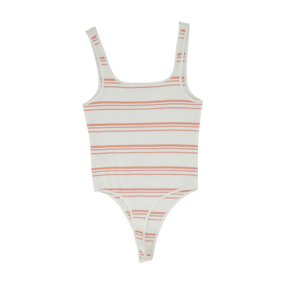 Pink Striped Bodysuit Blouse