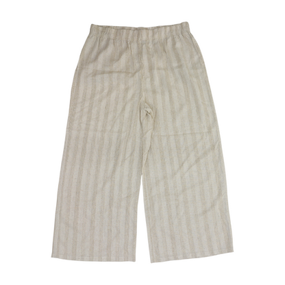 Beige Petite Striped Wide Leg Pants