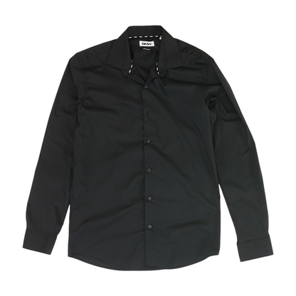 Black Solid Long Sleeve Button Down