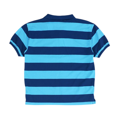 Blue Striped Short Sleeve Polo