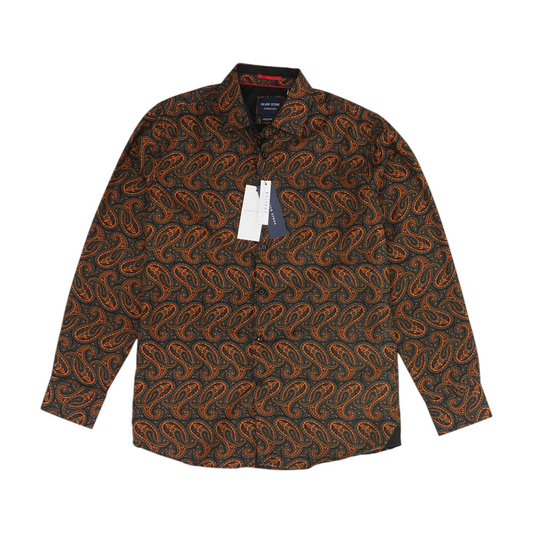 Orange Paisley Long Sleeve Button Down