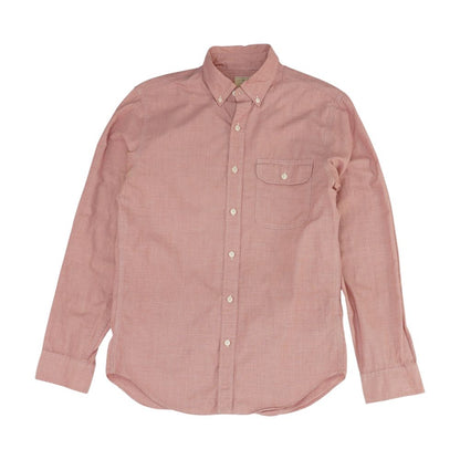 Red Solid Long Sleeve Button Down