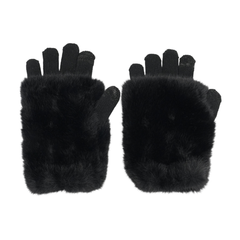 Black Faux Fur Gloves