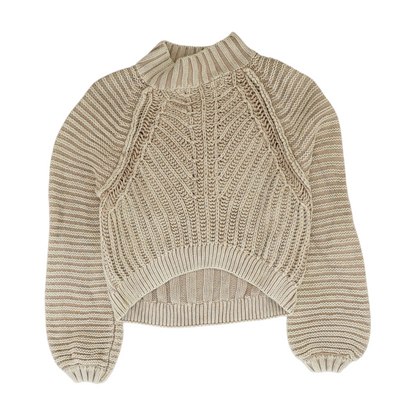Beige Striped Pullover Sweater