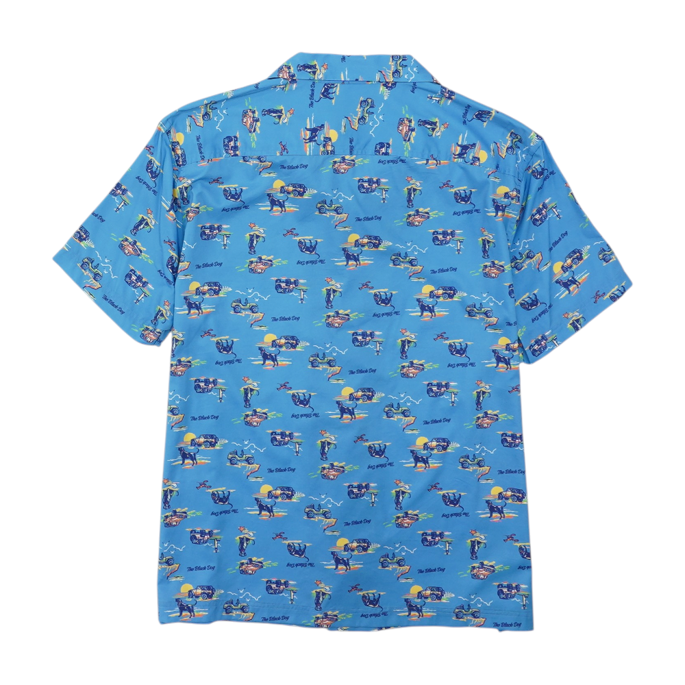 The Black Dog Blue Graphic Short Sleeve Button Down – Image 2