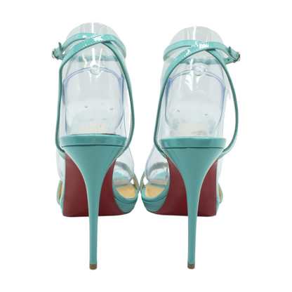 Loubi Queen 120 Leather Sandals in Teal