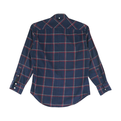 Navy Plaid Long Sleeve Button Down