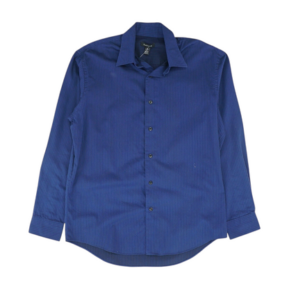 Navy Striped Long Sleeve Button Down
