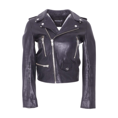 Black Solid Leather Jacket