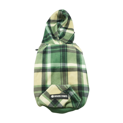 Green Plaid Dog Hoodie