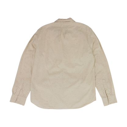Beige Solid Long Sleeve Button Down