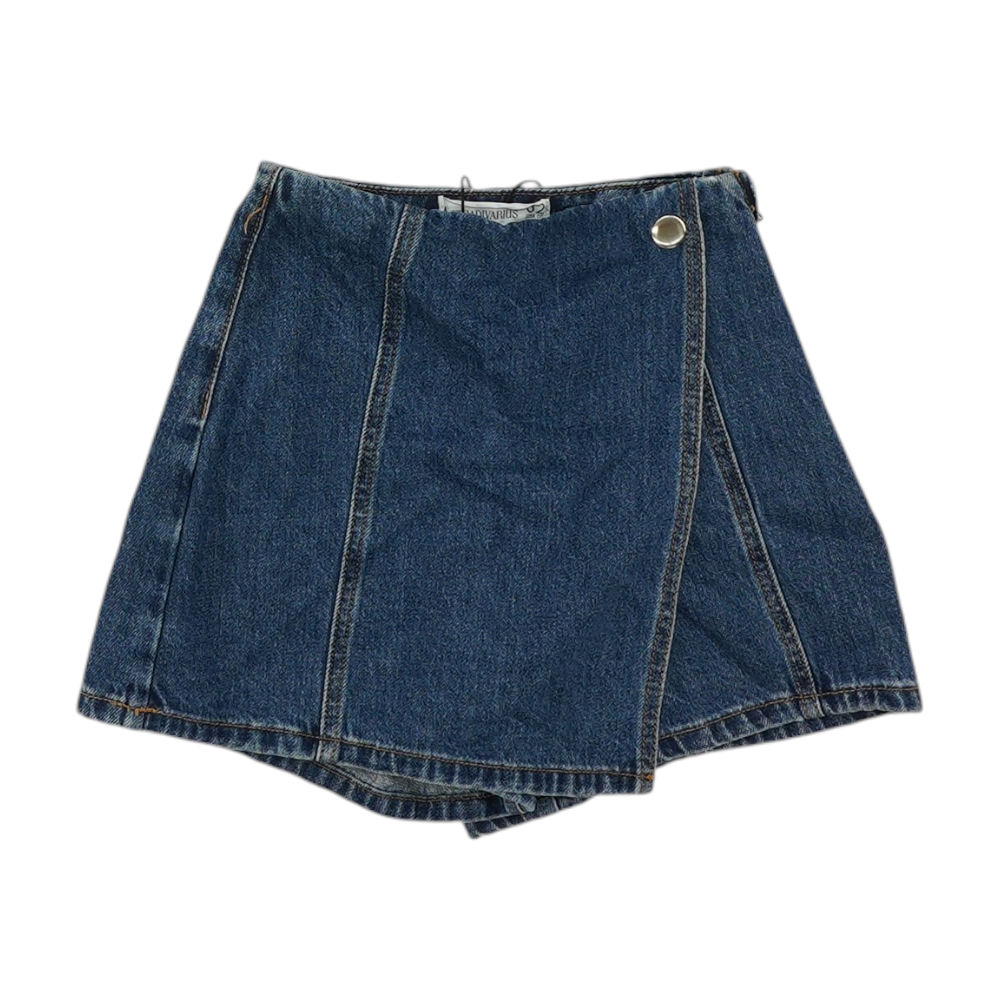 Stradivarius Blue Solid Denim Shorts – Image 1