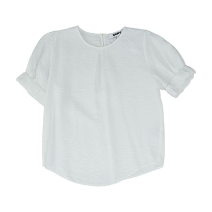 White Solid Short Sleeve Blouse