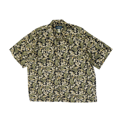 Black Floral Short Sleeve Button Down