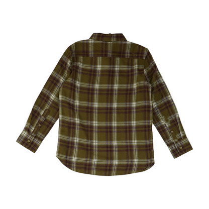 Olive Plaid Flannel Button Down