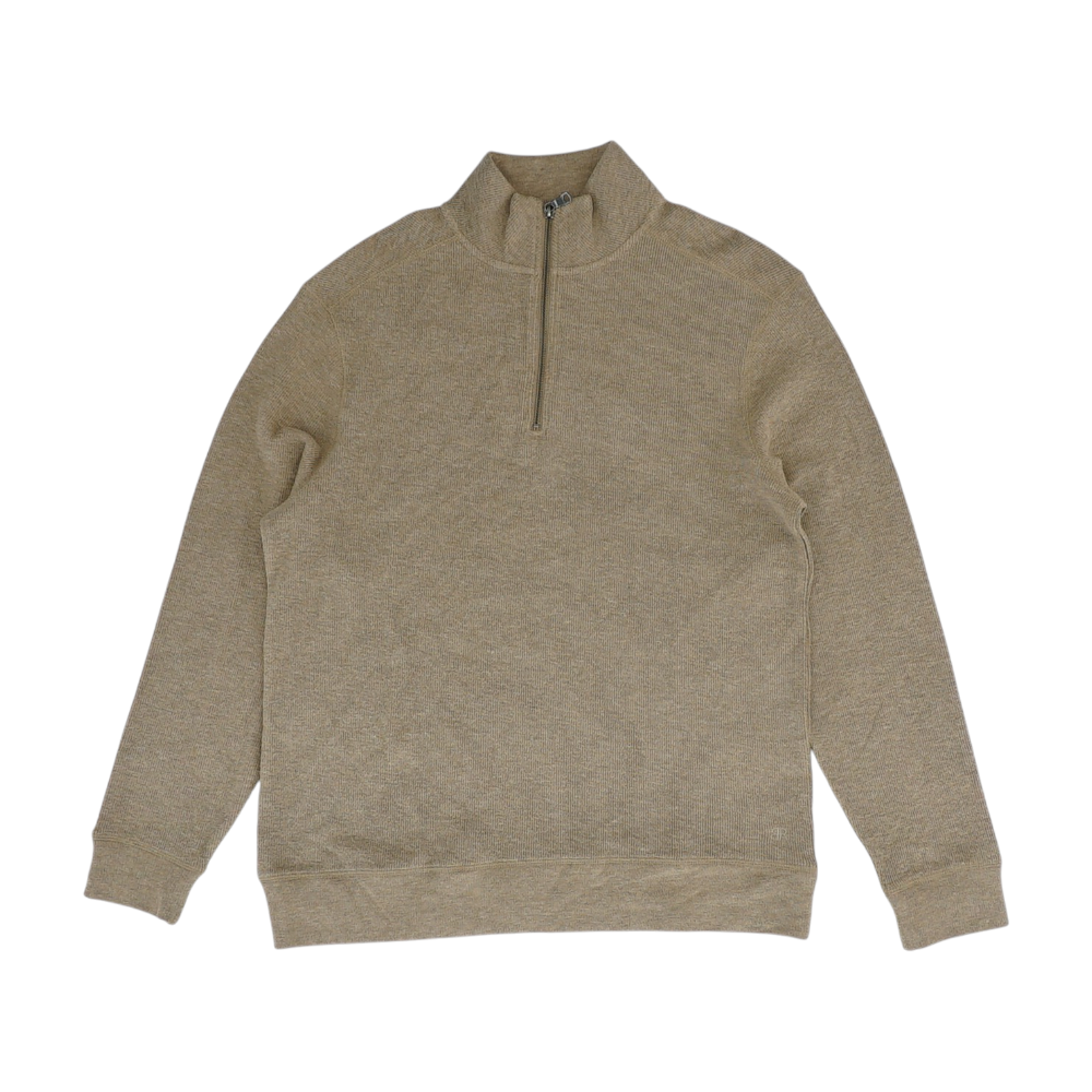 Tan Solid 1/4 Zip Sweater