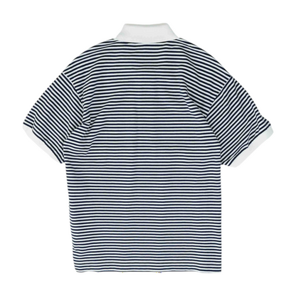 White Striped Short Sleeve Polo