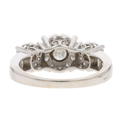 1 1/2 Ct 14K White Gold Halo And Illusion Set Diamond Engagement Ring