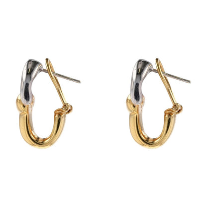 18K Two Tone Gold Stirrup Drop Earrings With Lever Backs