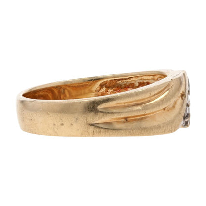 10K Gold Diagonal Set Round Diamond Band