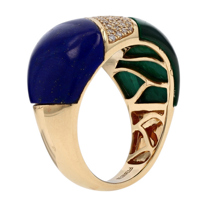 1/6 ctw 14K Yellow Gold Malachite Statement Ring