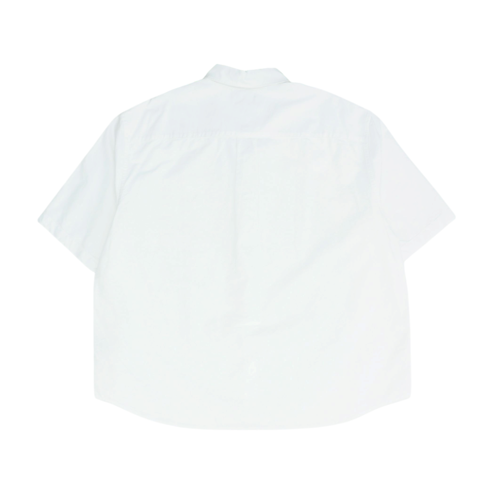 White Solid Short Sleeve Button Down