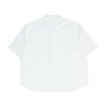 White Solid Short Sleeve Button Down