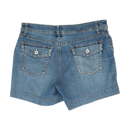 Blue Solid Denim Shorts