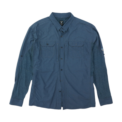 Blue Solid Outdoor Button Down