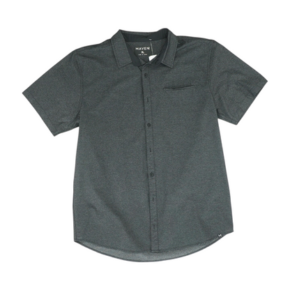 Charcoal Solid Short Sleeve Button Down
